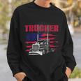 Trucker Truck Driver American Flag Trucker Sweatshirt Gifts for Him