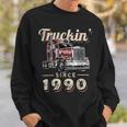 Trucker Truckin Since 1990 Trucker Big Rig Driver 32Nd Birthday Sweatshirt Gifts for Him