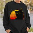 Vintage 80S Style Black Cat Retro Sun Sweatshirt Gifts for Him