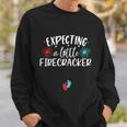 Womens Expecting A Little Firecracker Funny 4Th Of July Pregnant Sweatshirt Gifts for Him