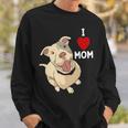 Womens I Love Mom Valentines Day Cute Dog Pitbull Mama V Day Pajama Sweatshirt Gifts for Him