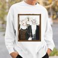 Funny American Gothic Cat Parody Ameowican Gothic Graphic Sweatshirt Gifts for Him