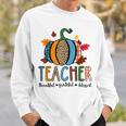 Pumpkin Leopard Teacher Thankful Grateful Blessed V3 Sweatshirt Gifts for Him