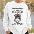 School Counselor And Cat Moms Messy Bun Hair Sweatshirt Gifts for Him