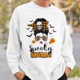 Spooky Mama Messy Bun For Halloween Messy Bun Mom Monster V2 Sweatshirt Gifts for Him