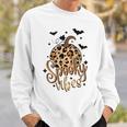 Spooky Vibes Skull Leopard Pumpkin Vintage Boho Halloween Sweatshirt Gifts for Him