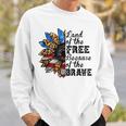 Vintage Usa Flag Sunflower Land Free Because Brave  Sweatshirt Gifts for Him