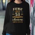 51 Years Awesome Vintage June 1972 51St Birthday Sweatshirt Gifts for Her