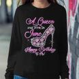 A Queen Was Born In June Fancy Birthday Graphic Design Printed Casual Daily Basic Sweatshirt Gifts for Her
