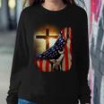 American Christian Cross Patriotic Flag Sweatshirt Gifts for Her