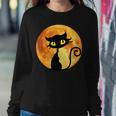Black Cat Full Moon Halloween Cool Funny Ideas For Holidays Sweatshirt Gifts for Her