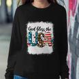 Bleached 4Th July God Bless The Usa Patriotic American Flag Gift Sweatshirt Gifts for Her