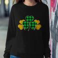 Buffalo Shamrock Plaid Irish Clovers Graphic Design Printed Casual Daily Basic Sweatshirt Gifts for Her