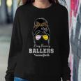 Busy Raising Ballers Mom Of Both Baseball Softball Messy Bun Sticker Features De Sweatshirt Gifts for Her
