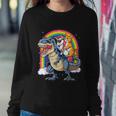 Cat Unicorn Riding DinosaurRex Kitten Lover Space Galaxy Sweatshirt Gifts for Her
