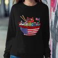 Cats Ramen Anime American Flag Usa Funny 4Th Of July Fourth Sweatshirt Gifts for Her