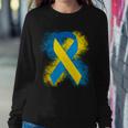 Down Syndrome Awareness Blue & Yellow Ribbon Sweatshirt Gifts for Her