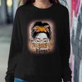 Funny Messy Bun One Thankful Mama Fall Autumn Thanksgiving V2 Sweatshirt Gifts for Her