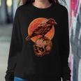 Halloween Cool Raven Crow Skull And Moon Sweatshirt Gifts for Her