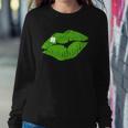Irish Lips Kiss Clover St Pattys Day Graphic Design Printed Casual Daily Basic Sweatshirt Gifts for Her