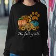 Its Fall Yall Leopard Pumpkin Autumn Dog Paw Halloween Sweatshirt Gifts for Her