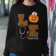 Love Nurse Life Pumpkin Leopard Fall Halloween Nurses Sweatshirt Gifts for Her