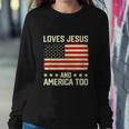 Loves Jesus And America Too Usa Patriotic Funny Christian Sweatshirt Gifts for Her