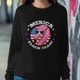 Merica 4Th Of July Flamingo Flock Patriotic American Flag Sweatshirt Gifts for Her