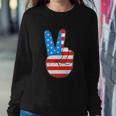 Peace Hand Sign For 4Th Of July American Flag Sweatshirt Gifts for Her