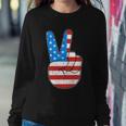 Peace Hand Sign With Usa American Flag For 4Th Of July Funny Gift Sweatshirt Gifts for Her