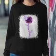 Purple Up Military Child Sunflower Leopard Bleached Sweatshirt Gifts for Her