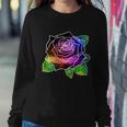 Rainbow Galaxy Floral Rose Sweatshirt Gifts for Her