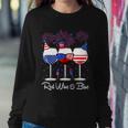 Red Wine & Blue 4Th Of July Wine Red White Blue Wine Glasses V4 Sweatshirt Gifts for Her