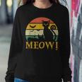 Retro Vintage Scary Black Cat And Bats Horror Halloween Sweatshirt Gifts for Her