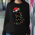Santa Black Cat Tangled Up In Christmas Tree Lights Holiday Sweatshirt Gifts for Her