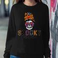 Spooky Mama Skull Halloween Womens Messy Bun Witch Sweatshirt Gifts for Her