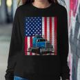 Trucker Trucker Truck Driver American Flag Sweatshirt Gifts for Her