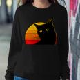 Vintage 80S Style Black Cat Retro Sun Sweatshirt Gifts for Her
