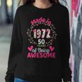 Womens 50 Years Old 50Th Birthday Born In 1972 Women Girls Floral Sweatshirt Gifts for Her