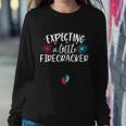 Womens Expecting A Little Firecracker Funny 4Th Of July Pregnant Sweatshirt Gifts for Her