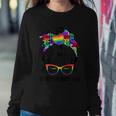 Womens Free Mom Hugs Messy Bun Lgbt Pride Sweatshirt Gifts for Her