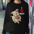 Womens I Love Mom Valentines Day Cute Dog Pitbull Mama V Day Pajama Sweatshirt Gifts for Her