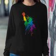 Womens Rainbow Statue Of Liberty With Raised Fist Lgbtq Pride Sweatshirt Gifts for Her
