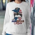 All American Mom 4Th July Messy Bun Us Flag Sweatshirt Gifts for Her