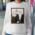 Funny American Gothic Cat Parody Ameowican Gothic Graphic Sweatshirt Gifts for Her