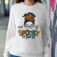 One Spooky Mama For Halloween Messy Bun Mom Monster Bleached Sweatshirt Gifts for Her