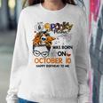 Spooky Mama Born On October 10Th Birthday Bun Hair Halloween Sweatshirt Gifts for Her