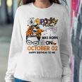 Spooky Mama Born On October 2Nd Birthday Bun Hair Halloween Sweatshirt Gifts for Her