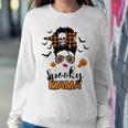 Spooky Mama Messy Bun For Halloween Messy Bun Mom Monster Sweatshirt Gifts for Her