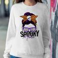 Spooky Messy Bun Mama Happy Halloween Sweatshirt Gifts for Her